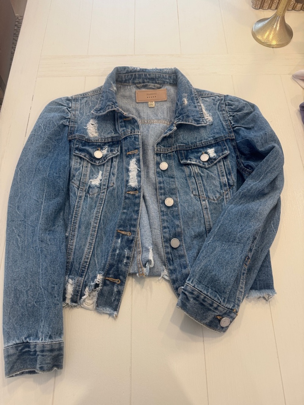 Blank NYC Distressed Blue Denim Jean Jacket